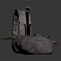 Ancient Stone Arch Structure With Weathered Blocks And Solid Base 3d model