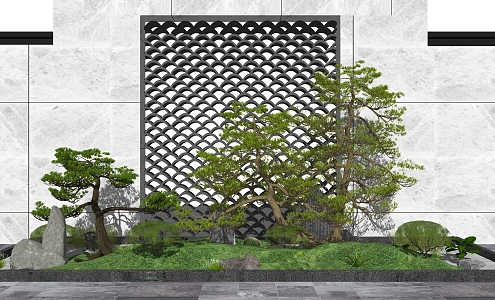 New Chinese style landscape sketch landscape wall 3d model