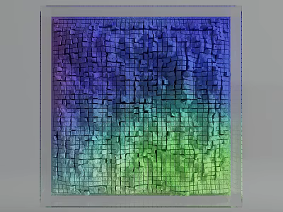 Modern Colorful Gradient Wall Decor With Cracked Texture In Transparent Frame 3d model