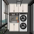 New Chinese Style Balcony Washing Machine Cabinet 3d model