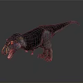 Realistic Tyrannosaurus Rex 3D Model With Open Mouth Colorful Head Texture And Dark Body