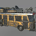 Modified Armored Combat Car With Roof Mounted Weapon Fuel Barrels And Cargo Boxes