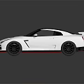 White Sports Car With Black Roof Red Accents And Rear Spoiler Design
