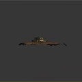 Crocodile Resting on Circular Platform With Green and Orange Surface Area
