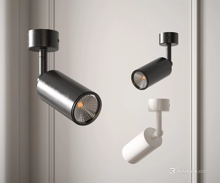 Modern Downlights and Spotlights in Black and White for Interior Lighting Design 3d model 