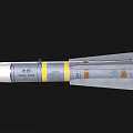 Military Missile Weapon With Silver Body Yellow Bands And Rear Fins Structure