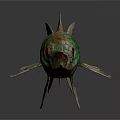 Decorative Green Red Textured Fish With Detailed Fins And Artistic Tail