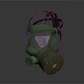 Fire Equipment Green Gas Mask With Transparent Lenses And Filter Canister