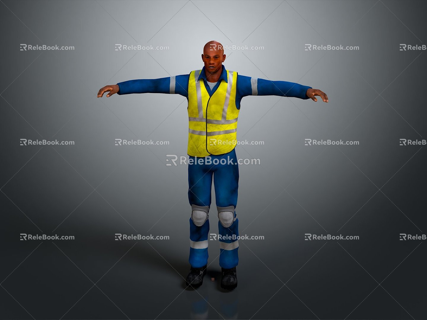 Worker European worker mechanic builder repairman miner digger figure 3d model