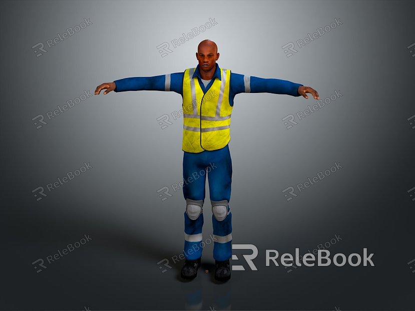 Worker European worker mechanic builder repairman miner digger figure model