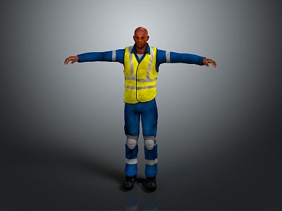 Worker European worker mechanic builder repairman miner digger figure 3d model