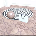 Wooden Flooring with Intricate Geometric Pattern and Wooden Spherical Decor White Shopping Bag