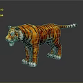 3D Rendered Standing Tiger With Orange Black Stripes White Paws Gray Background And Reflection Effect