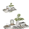 Minimalist Decorative Ornament Set with Vase Books Plants Bowl and Candles