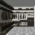 Elegant Modern Walk in Closet Interior With Hanging Garments Drawers And Storage Shelves