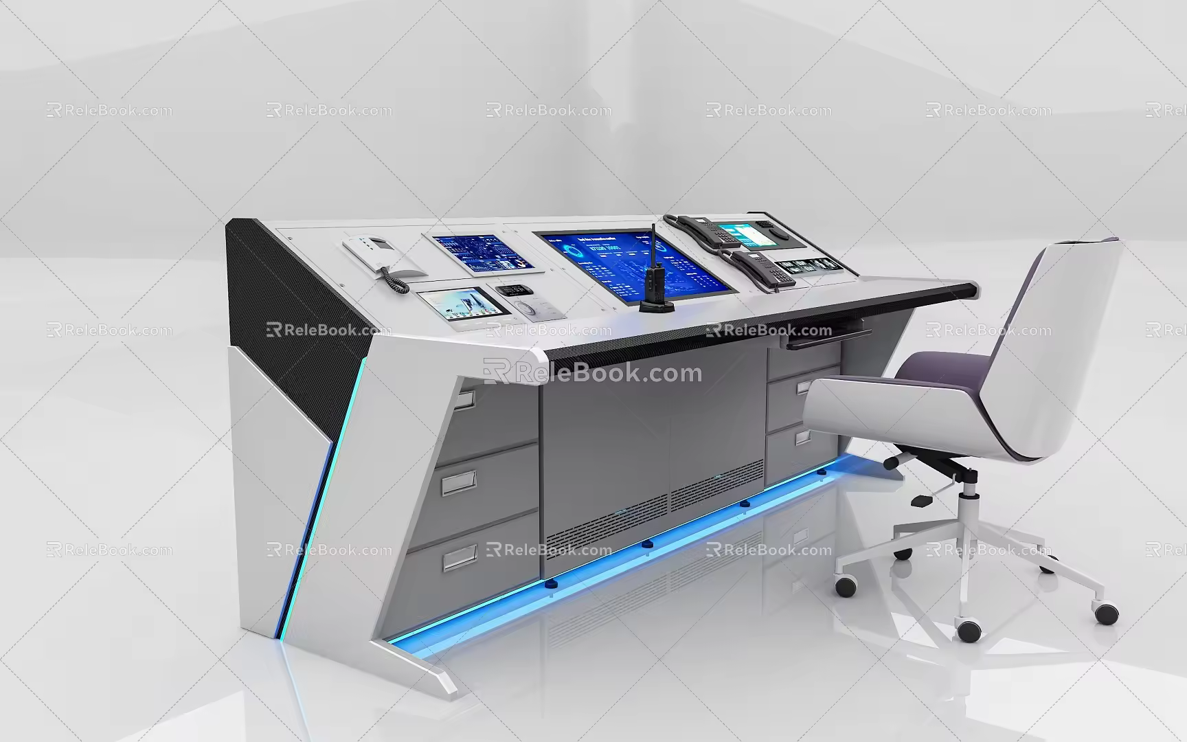 Modern console console console monitoring table console command table professional console dispatching table 3d model