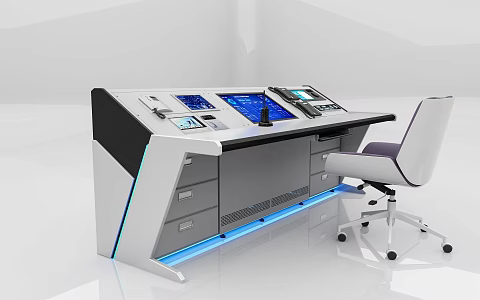 Modern console monitoring table console command table professional console dispatching table 3d model