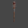 Traditional Decorative Staff with Intricate Top Ornament and Wooden Metal Design on Dark Background
