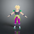 3D Animated Character With Golden Hair Black Green Top Purple Pants Green Shoes Arms Outstretched