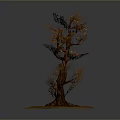Decorative Model Tree with Brown Trunk Orange Leaves and Yellow Ground Base