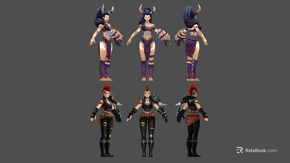 Fantasy Character And Creature Design With Multiple Angle Views And Costume Details 3d model 