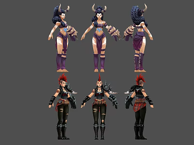 Fantasy Character And Creature Design With Multiple Angle Views And Costume Details 3d model