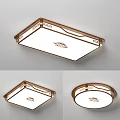 Modern Square And Round Ceiling Lights With White Panel Golden Frame And Decorative Pattern 3d model