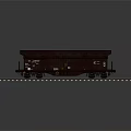 Dark Brown Freight Train Car on Railway Track with Detailed Wheels and Structure