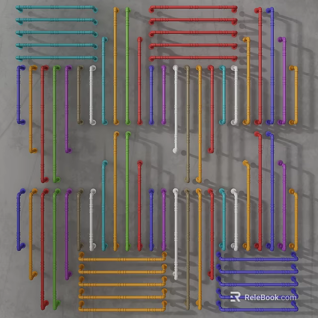 Colorful Pipes Arranged Background Wall Design With Bright Hues And Geometric Patterns 3d model 
