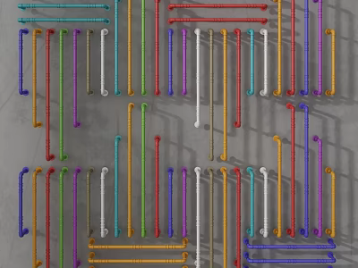Colorful Pipes Arranged Background Wall Design With Bright Hues And Geometric Patterns 3d model