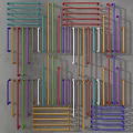 Colorful Pipes Arranged Background Wall Design With Bright Hues And Geometric Patterns