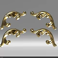 Elegant Golden Intricate Curved Scroll Carvings For Furniture Decorative Details