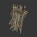 Stacked Old Wooden Sticks With Natural Weathered Texture And Rustic Charm