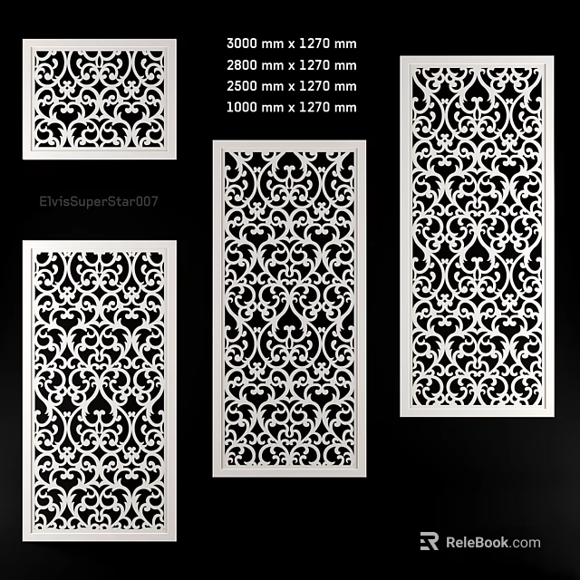 Ornate White Wall Decor Panels With Intricate Filigree Patterns And Various Sizes 3d model 