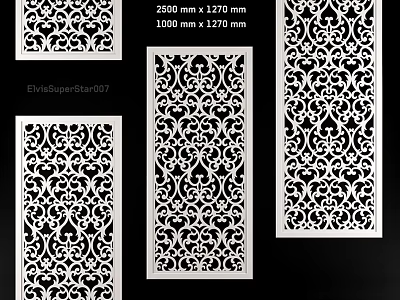 Ornate White Wall Decor Panels With Intricate Filigree Patterns And Various Sizes 3d model