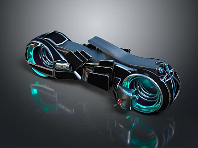 Futuristic Sci Fi Inspired Motorcycle With Blue Glowing Wheels And Sleek Metallic Body 3d model