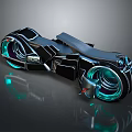 Futuristic Sci Fi Inspired Motorcycle With Blue Glowing Wheels And Sleek Metallic Body
