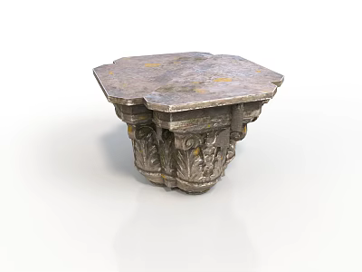 Intricate Classical Sculpture Carving With Floral Patterns And Ornate Pedestal Base 3d model