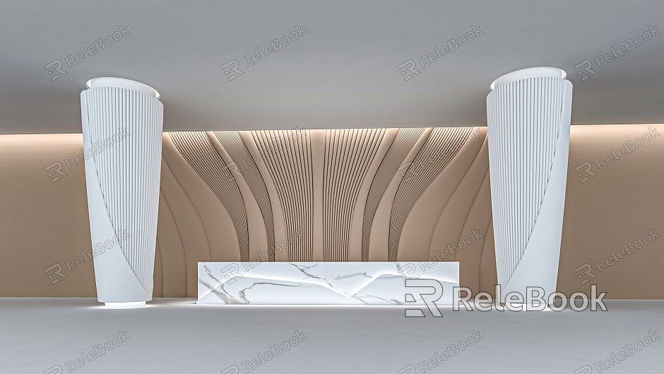 Modern reception desk profiled background wall model