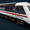 Modern Intercity Train With White Black Exterior And Red Stripe Details