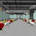 Modern Front Desk Reception Lobby With Black Circular Decor Glass Partitions And Open Design
