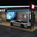 Modern Showroom With Digital Display Screens Advertisement Panels And White Furniture