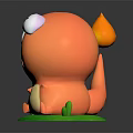 Cute 3D Pokemon Charmander Character With Fire And Open Mouth 3d model