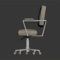 Beige Office Chair With Padded Backrest Armrests White Frame And Five Star Wheel Base
