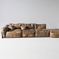 Middle Aged Leather Sofa Multiplayer Sofa 3d model