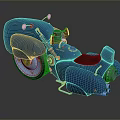 Blue Motorcycle With Unique Streamlined Body Black Seat And Blue Wheel