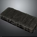 Sturdy Black Long Rectangular Weapon Case With Metal Rivets And Straps