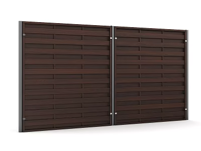 Modern Brown Slatted Wooden Fence With Metal Frame For Outdoor Garden Use 3d model