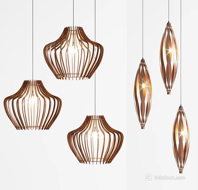 Modern Pendant Lights With Unique Striped Structure And Decorative Hanging Design 3d model