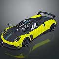 Yellow And Black Open Top Sports Car With Rear Spoiler And Streamlined Body